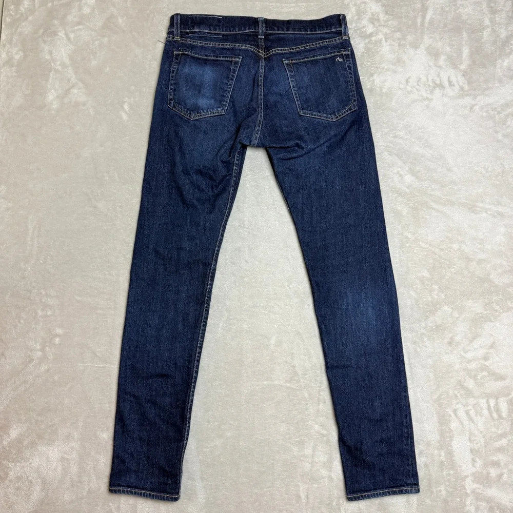 Rag & Bone Fit 1 Selvedge Skinny Jeans Mens 32 Blue Rinse Dark Wash Faded Denim